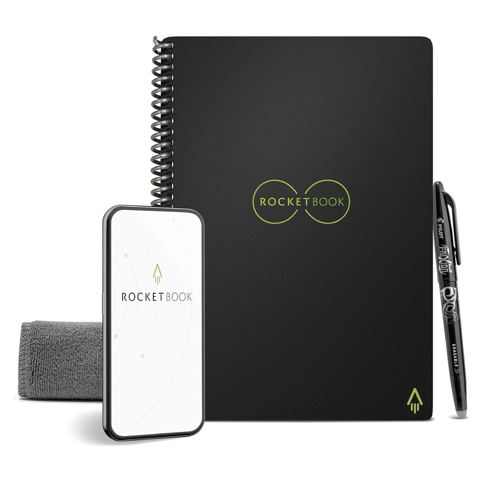 Cuaderno Espiral Reutilizable Rocketbook Core Negro 15.24x22.35 cm