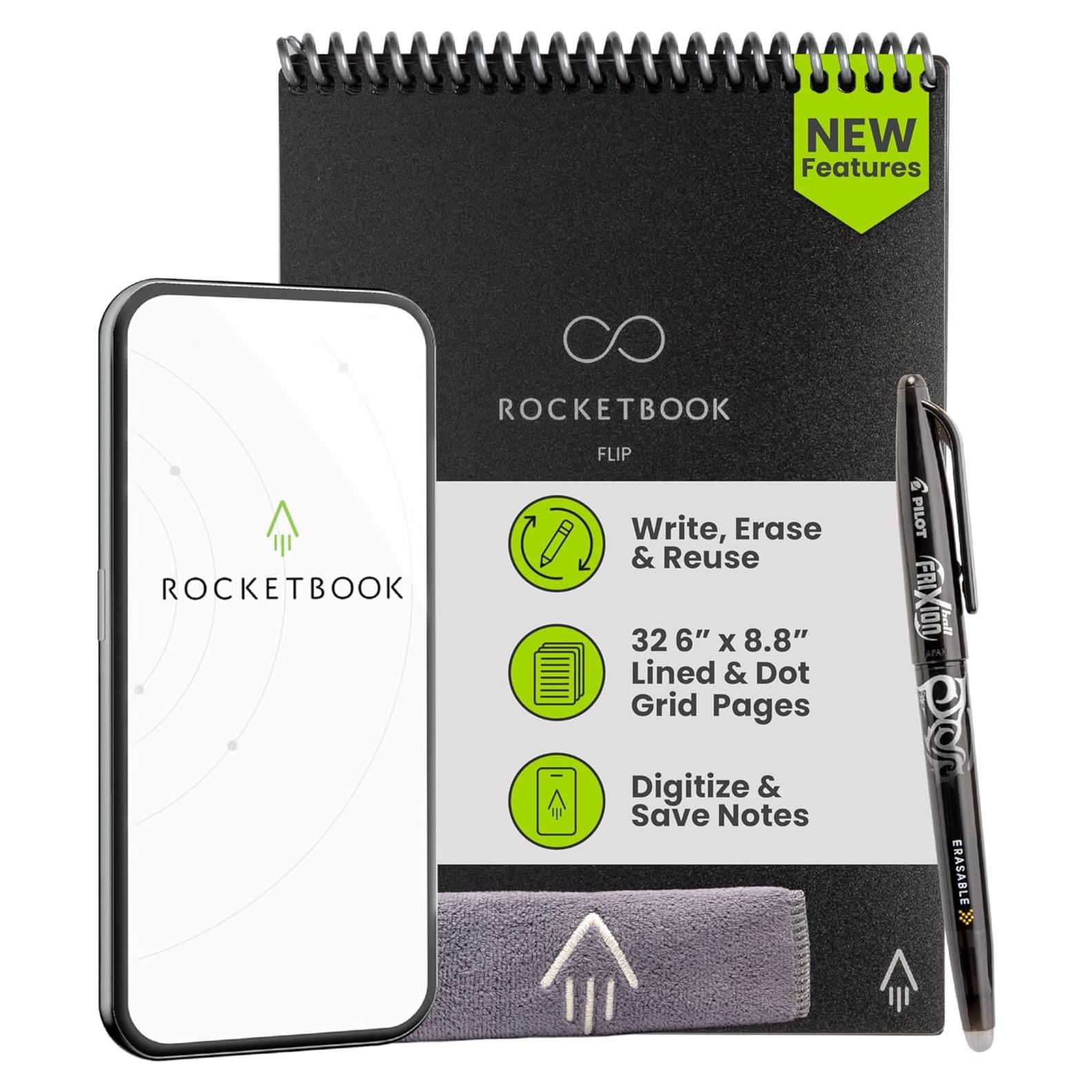 Bloc de Notas Inteligente Rocketbook Flip 15.24x22.35 cm Negro