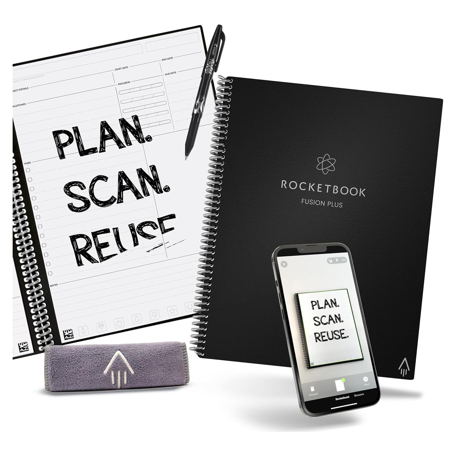 Cuaderno Reutilizable Rocketbook Fusion Plus Carta Negro