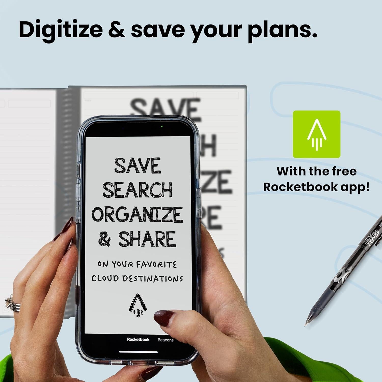 Planificador Diario Rocketbook Reutilizable Ejecutivo Negro 15.2x22.4 cm