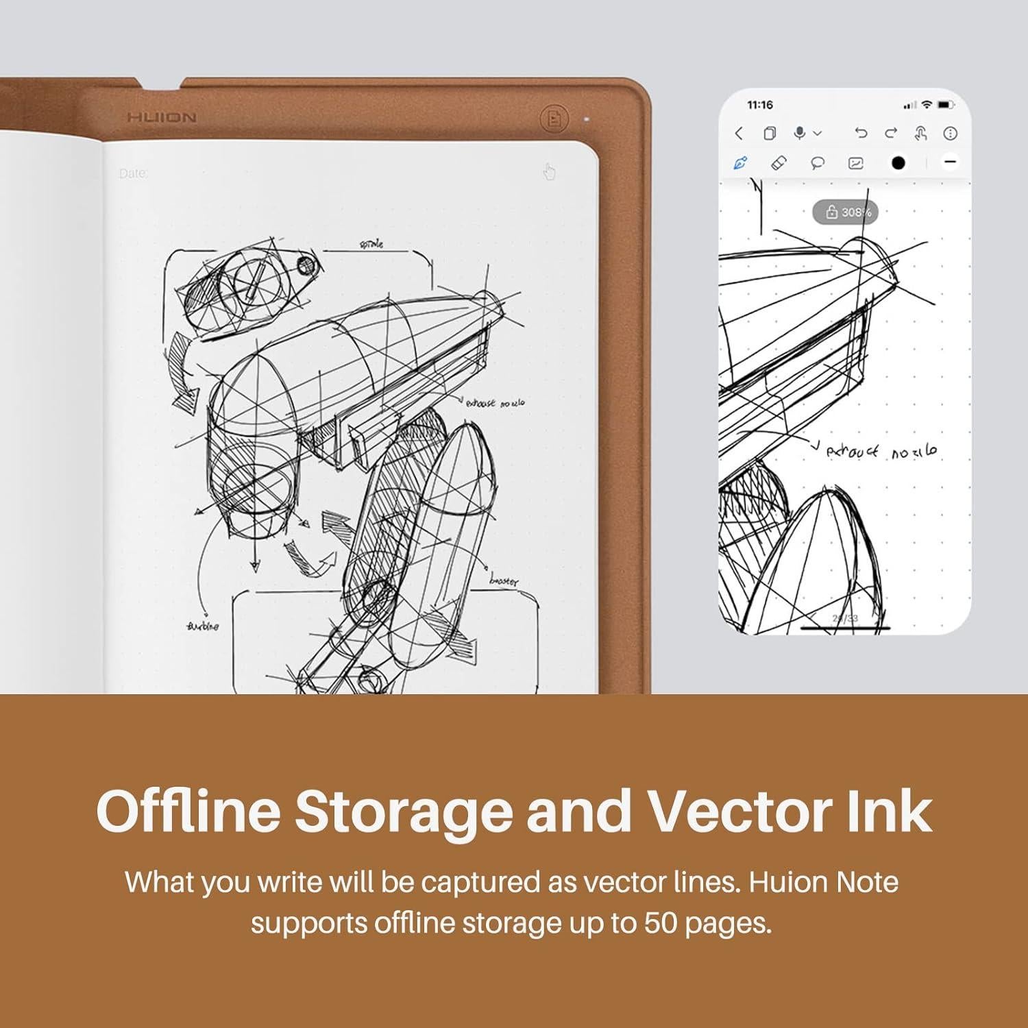 Cuaderno Digital Huion Note A5 con Lápiz Sin Batería