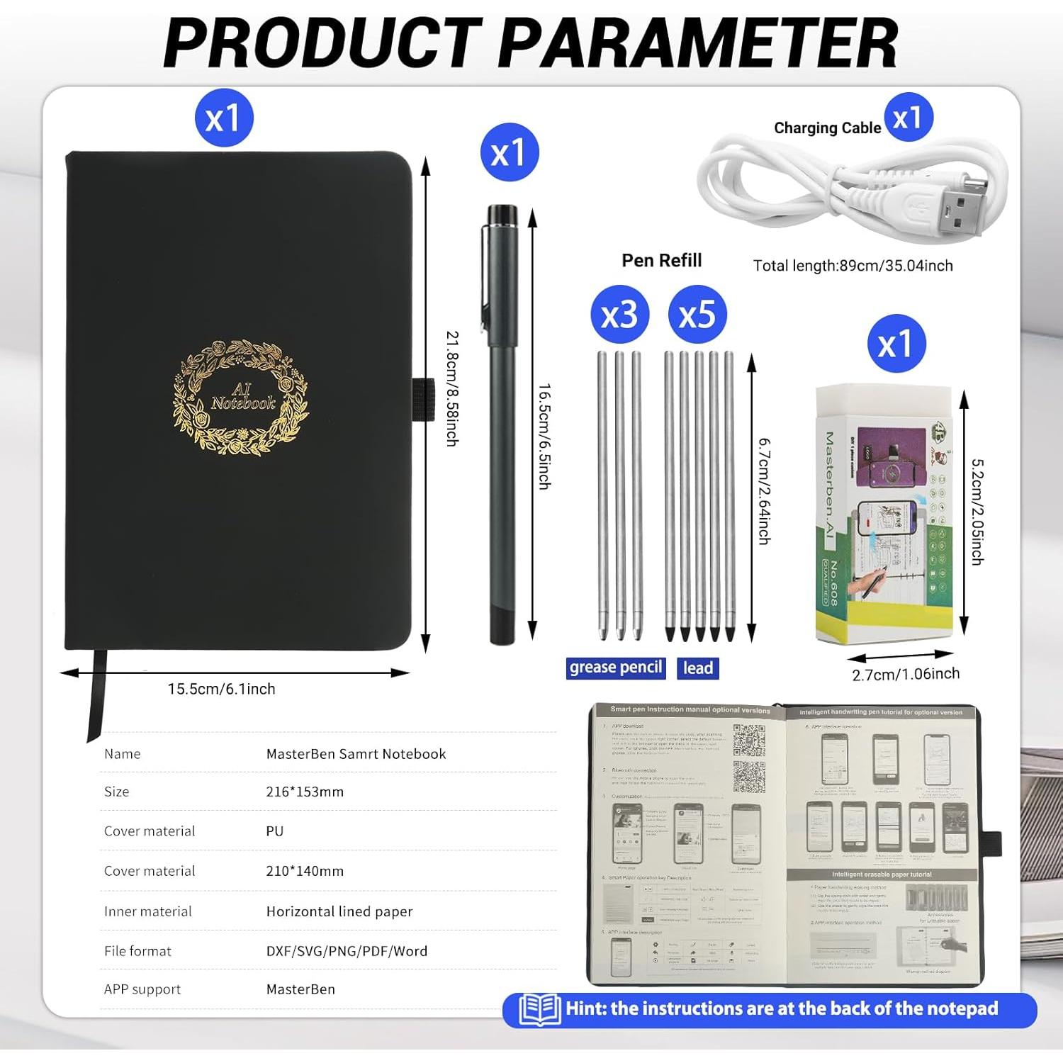 Conjunto de Escritura Inteligente PROGOO con Bluetooth y Pluma Borrable
