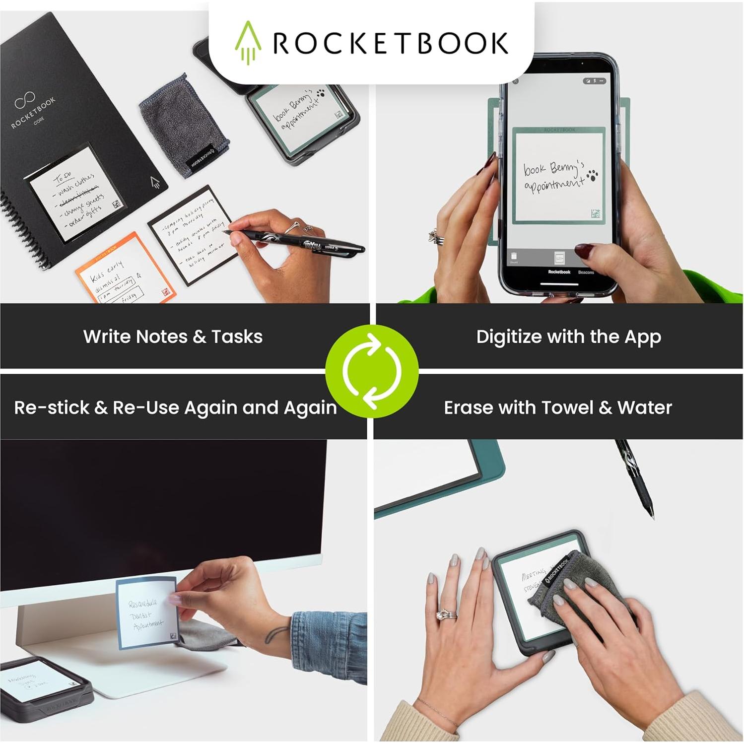 Notas Adhesivas Reutilizables Rocketbook 3x3cm con Estuche