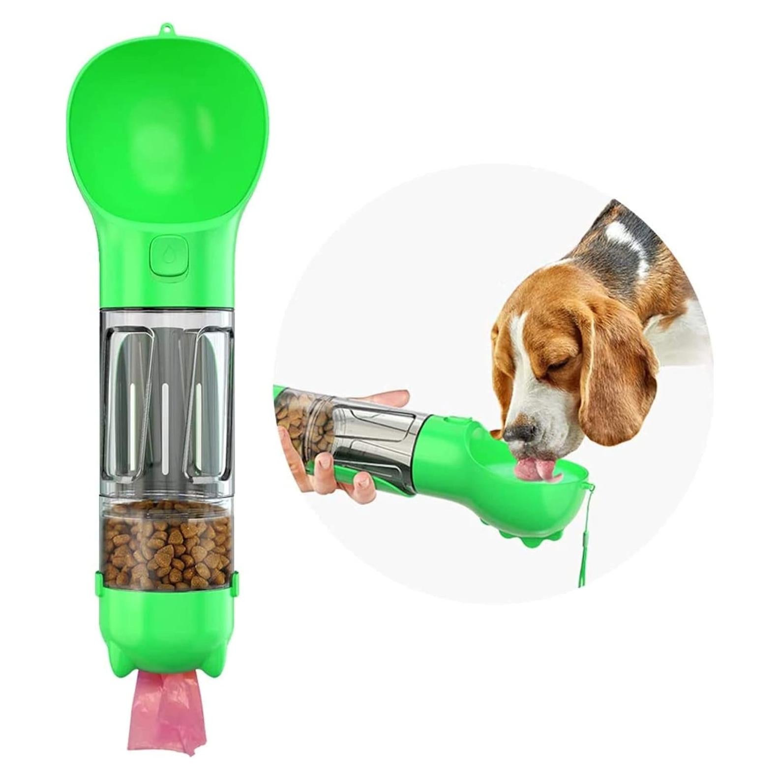 Botella de Agua para Perros Kya 4 en 1 300ml Verde