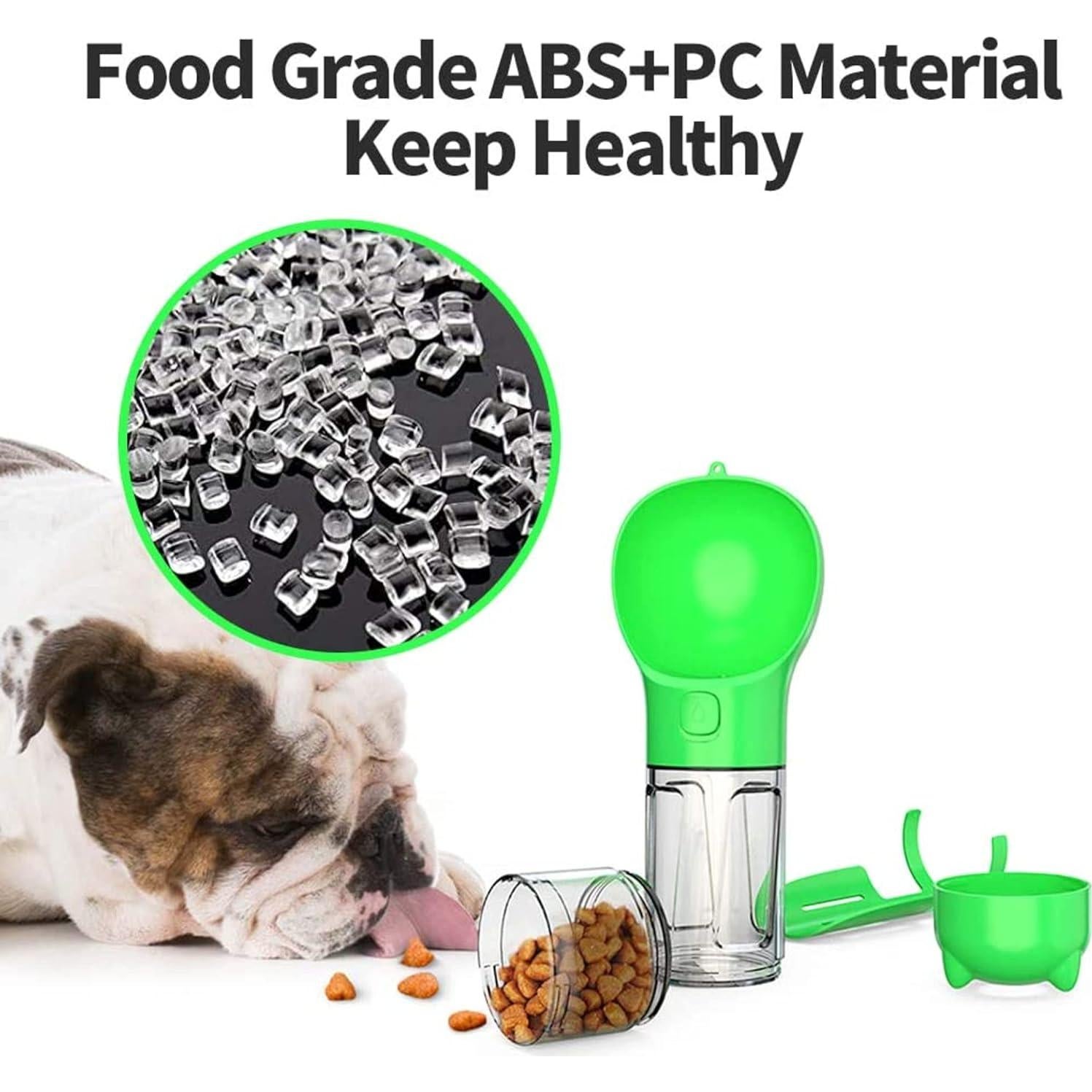 Botella de Agua para Perros Kya 4 en 1 300ml Verde