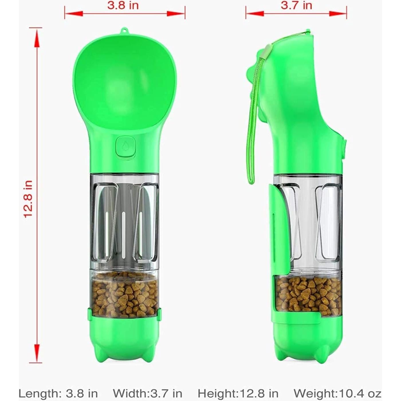Botella de Agua para Perros Kya 4 en 1 300ml Verde