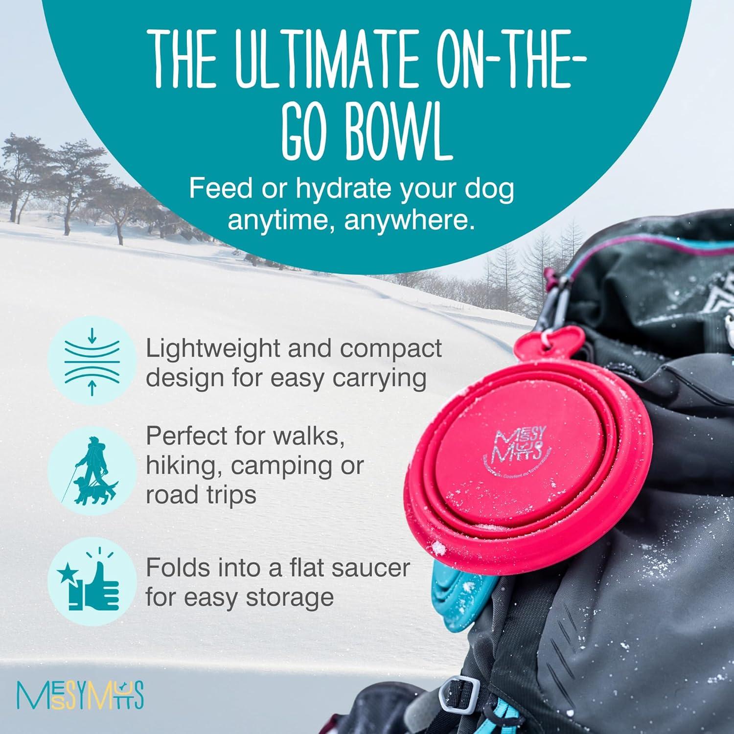 Tazón Colapsable de Silicona Messy Mutts 3 Tazas Azul