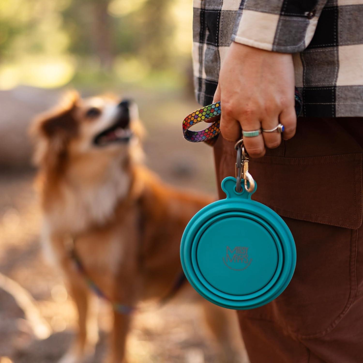 Tazón Colapsable de Silicona Messy Mutts 3 Tazas Azul