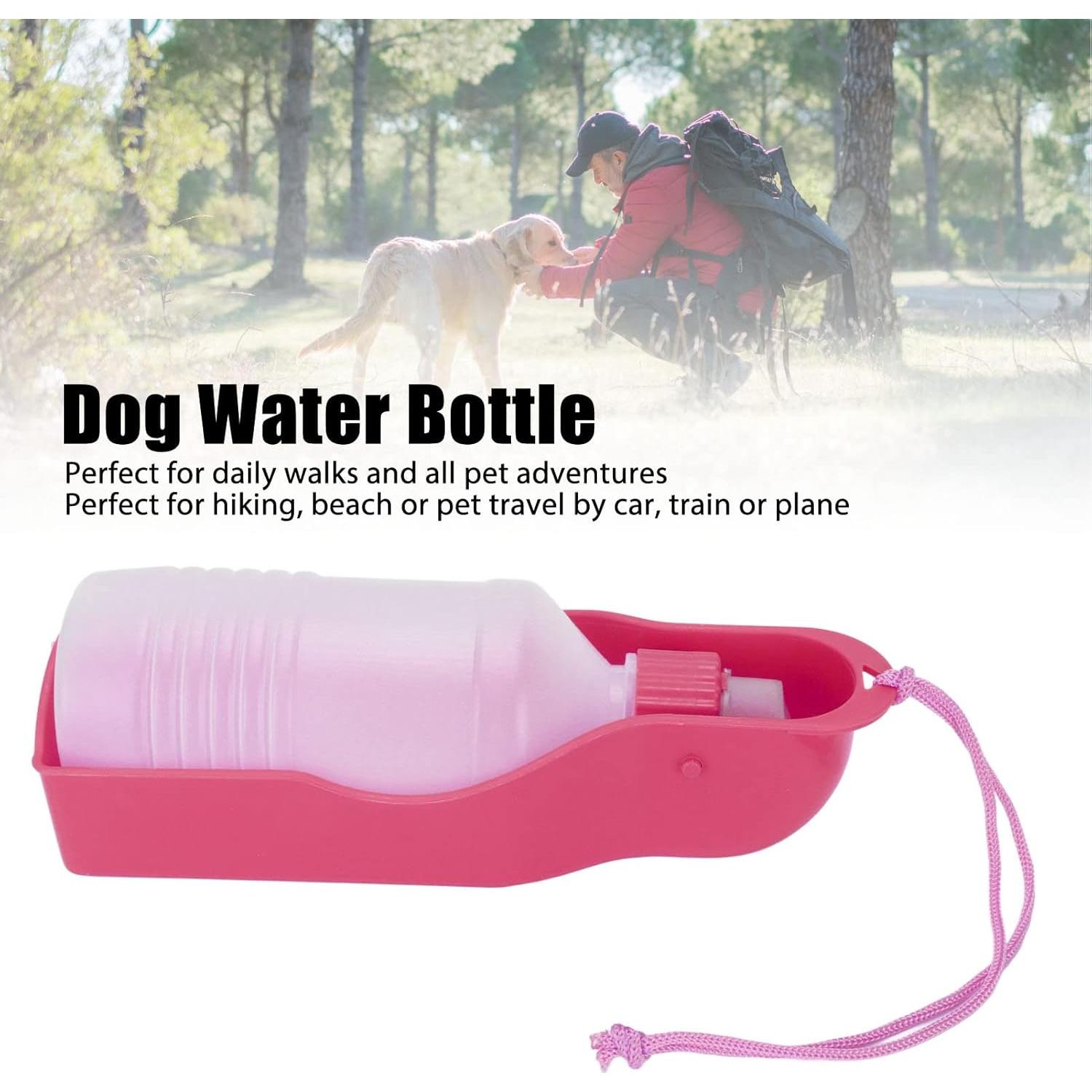Botella de Agua para Mascotas DAUZ 300ml Rosa Portátil