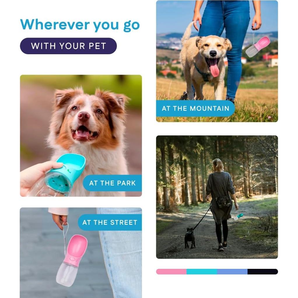 Botella de Agua Portátil para Perros Hangzhou Rena 350 ml Negra
