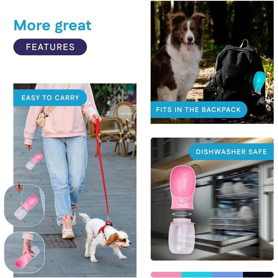 Botella de Agua Portátil para Perros Hangzhou Rena 350 ml Negra