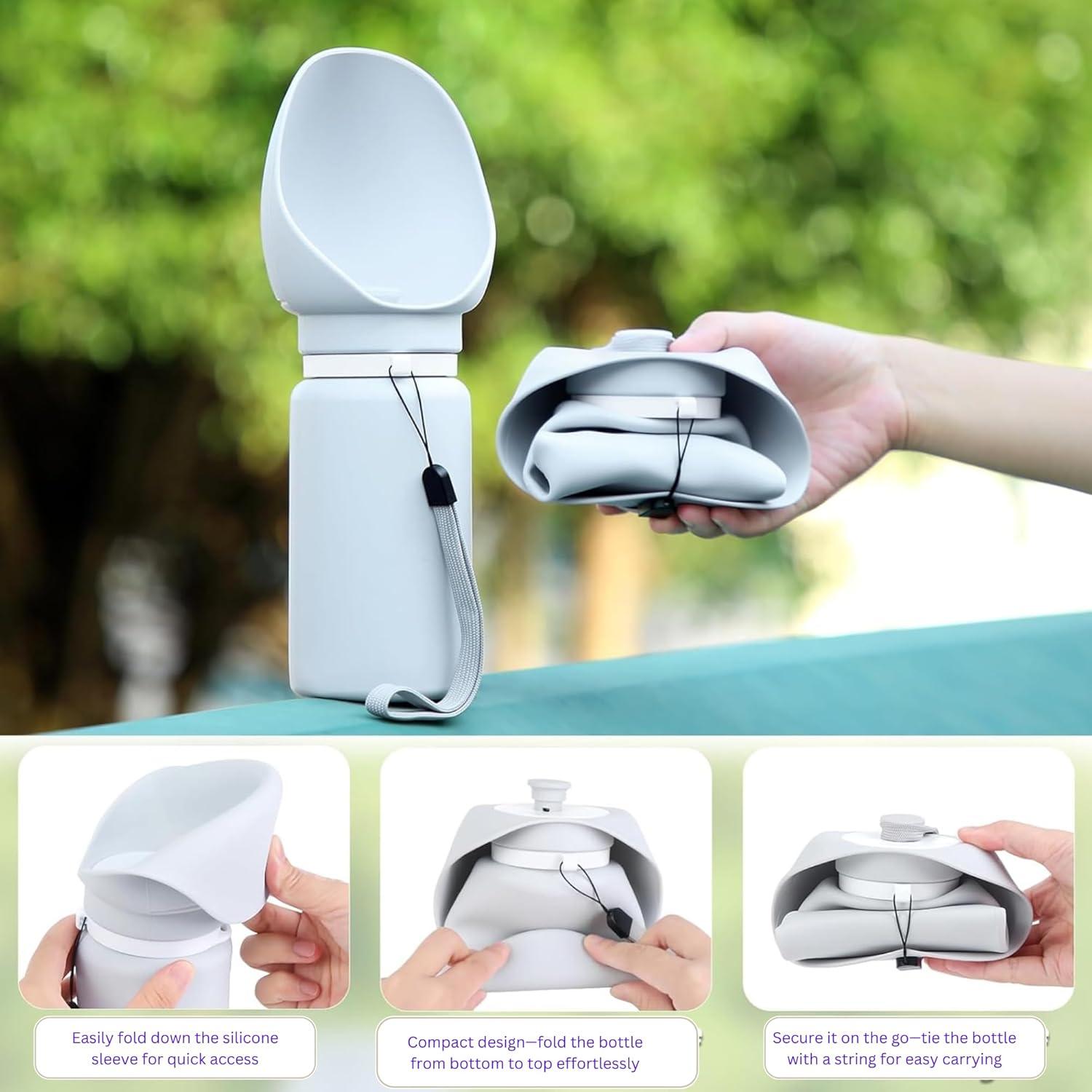 Botella de Agua Plegable para Perros 550ml Silicona Portátil