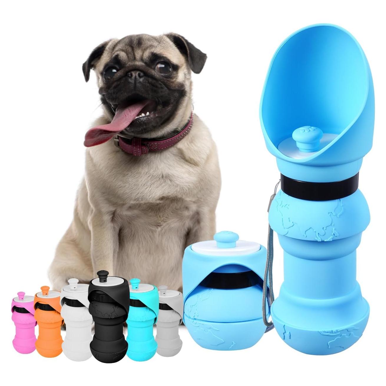 Botella de Agua Plegable para Perros Hiksuky 550ml Azul