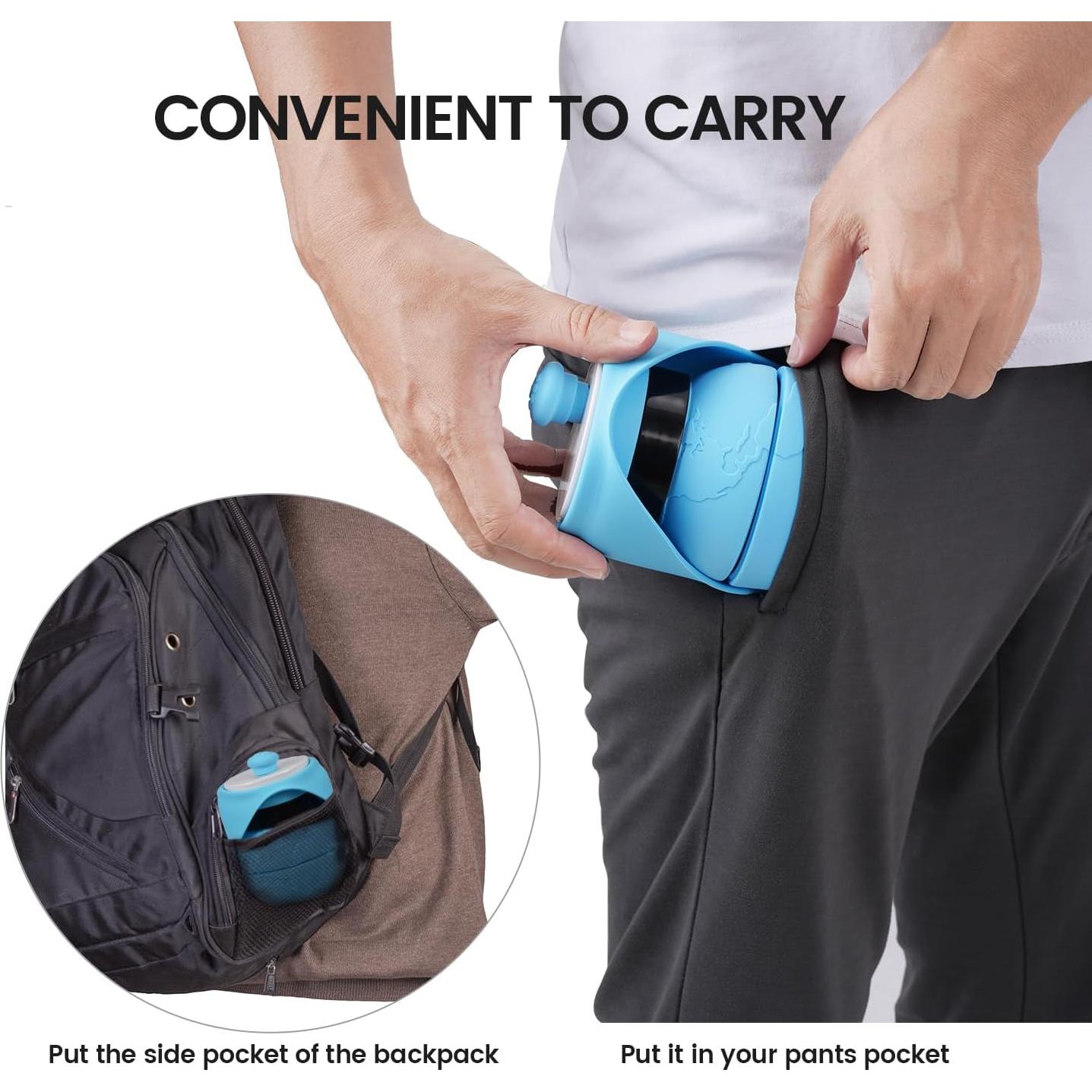 Botella de Agua Plegable para Perros Hiksuky 550ml Azul