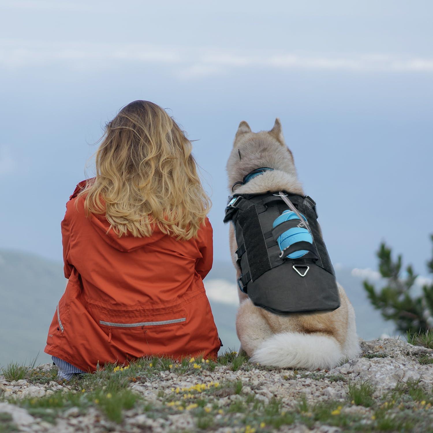 Botella de Agua Plegable para Perros Hiksuky 550ml Azul