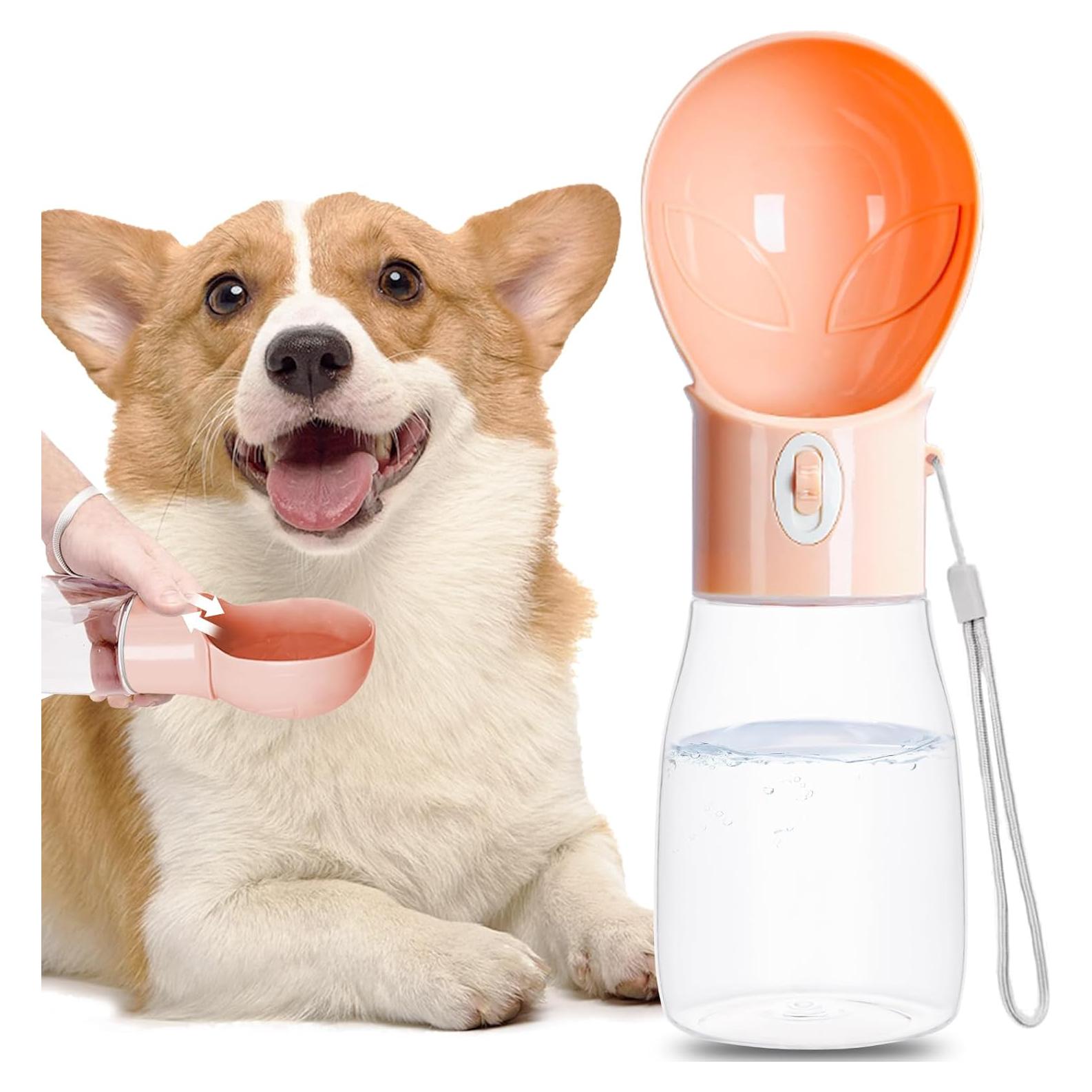Botella de Agua para Perros ARMLULU 500ml Naranja a Prueba de Fugas