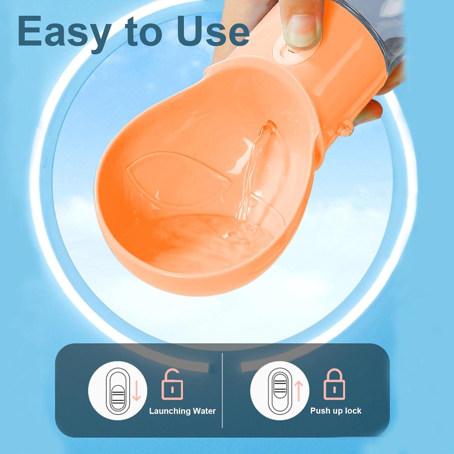 Botella de Agua para Perros ARMLULU 500ml Naranja a Prueba de Fugas