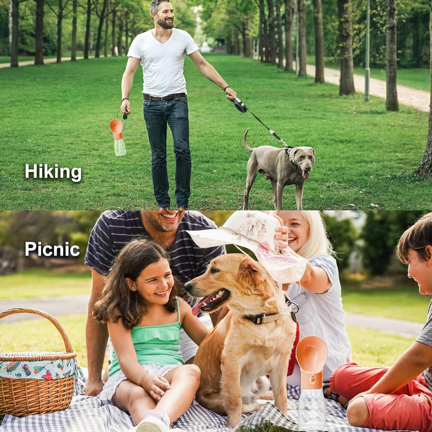 Botella de Agua para Perros ARMLULU 500ml Naranja a Prueba de Fugas