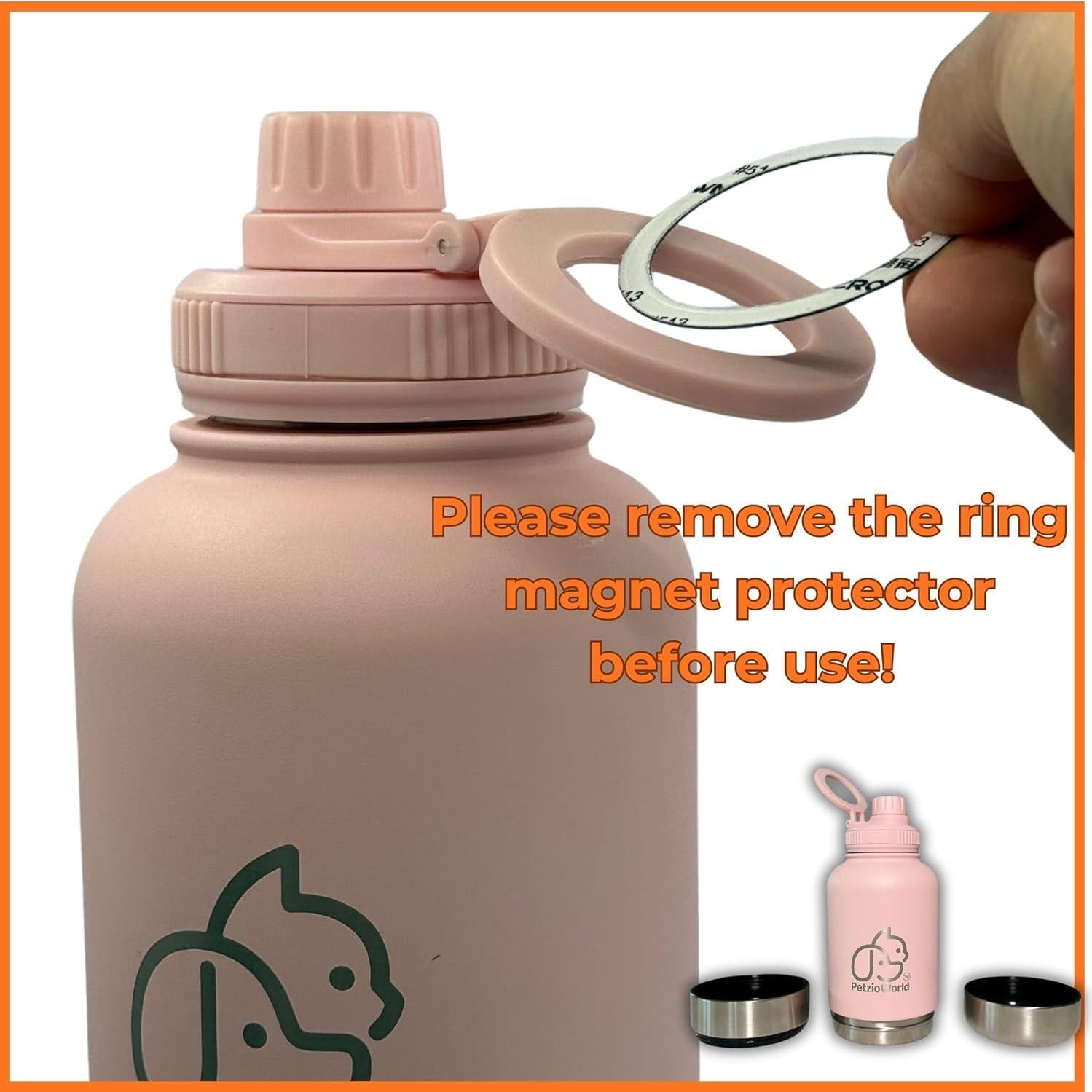 Botella de Agua Portátil PetzioWorld 32 oz con Cuencos Plegables