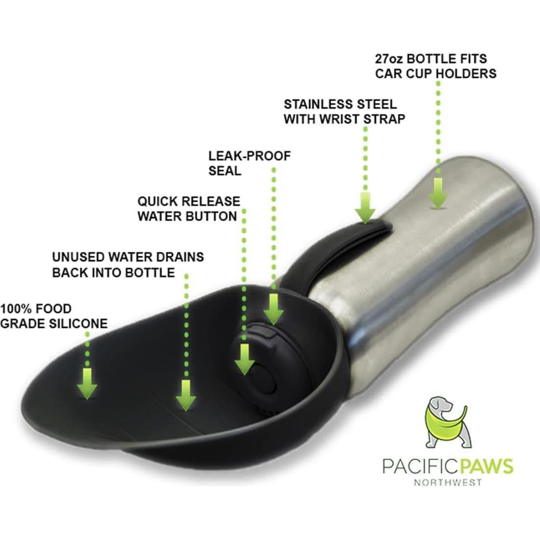 Dispensador de Agua Portátil para Perros Pacific Paws 27oz