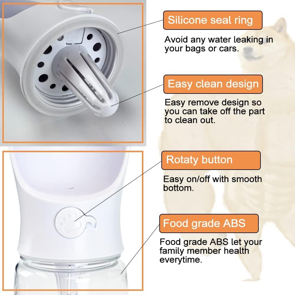 Botella de Agua Portátil para Perros Petify 355ml Blanca