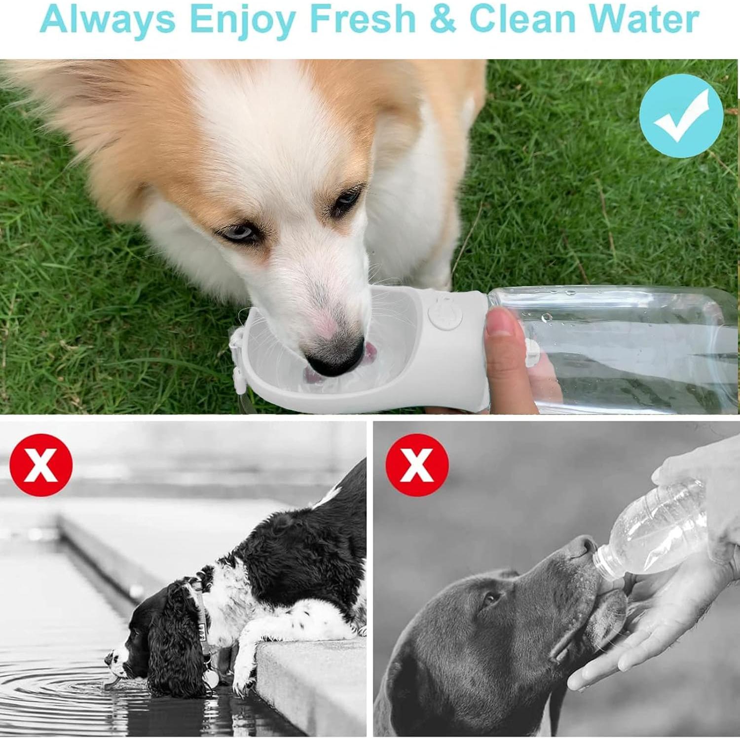 Botella de Agua Portátil para Perros MYOWELL 567ml + 170ml