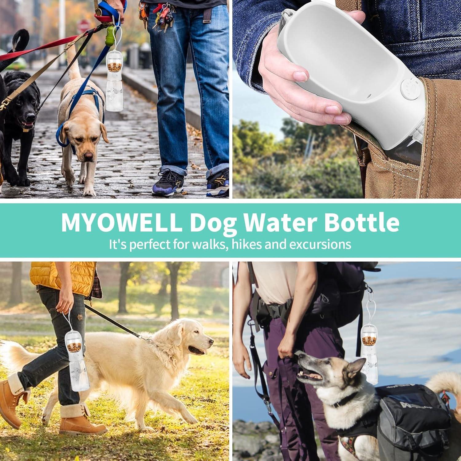 Botella de Agua Portátil para Perros MYOWELL 567ml + 170ml