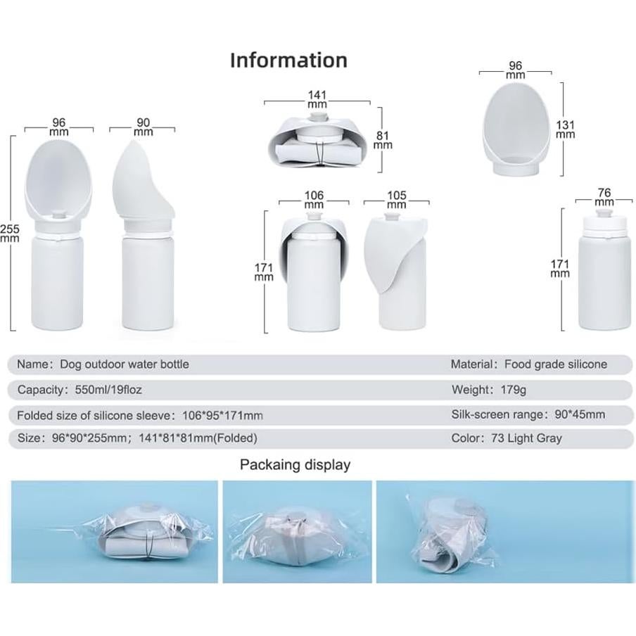 Botella de Agua para Perros Sprigold 550ml Plegable a Prueba de Fugas