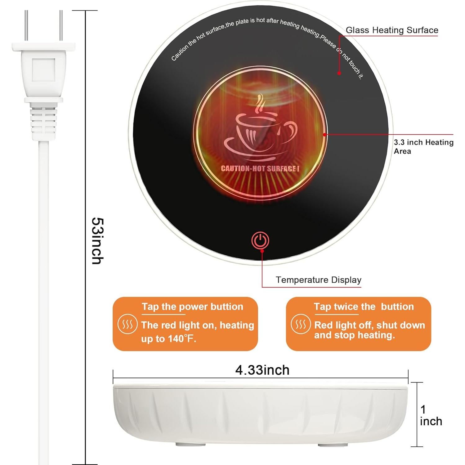 Calentador de Taza de Café Inteligente Dorkarchi 60°C Blanco