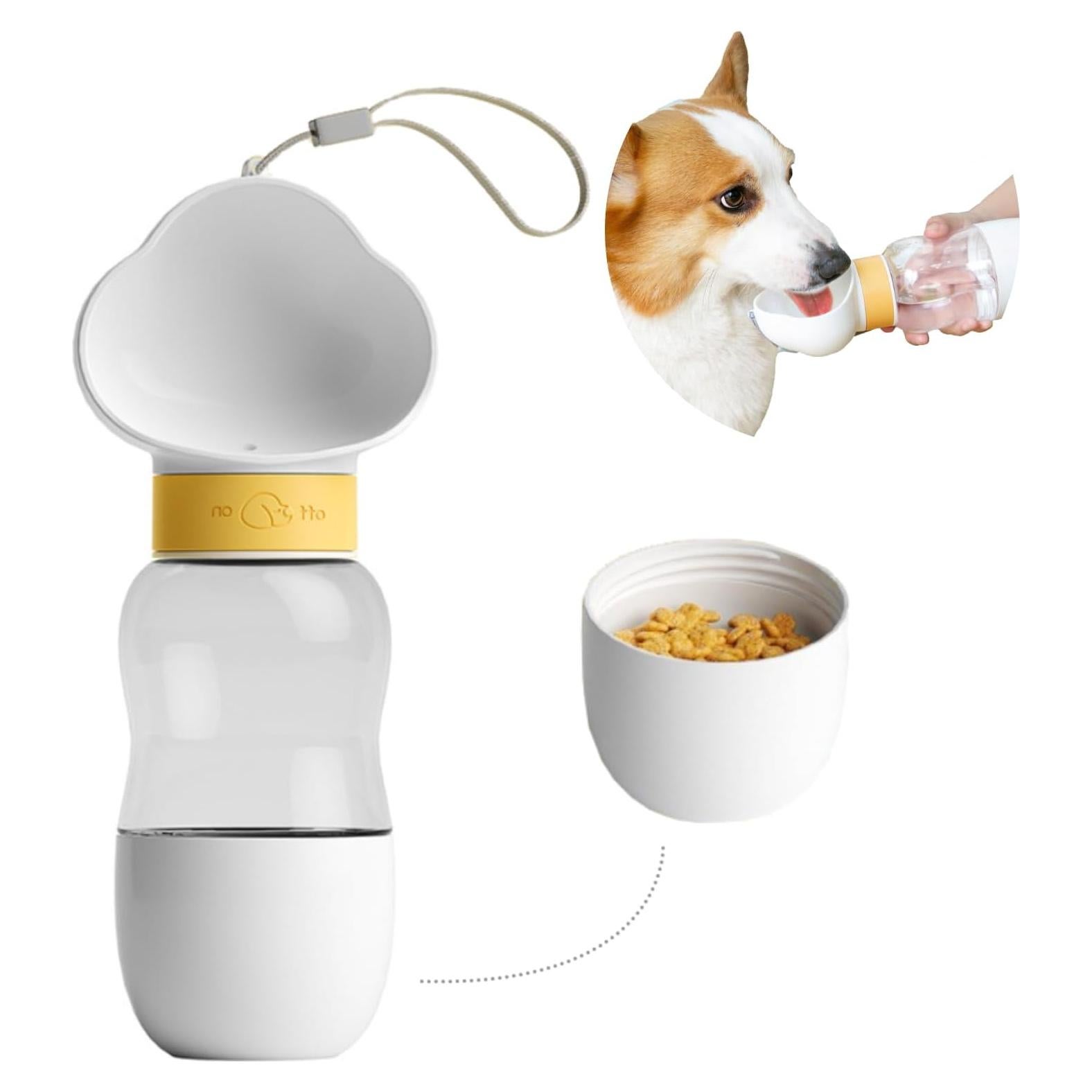 Botella de Agua y Comida 2 en 1 para Mascotas GCFTIFF 350ml