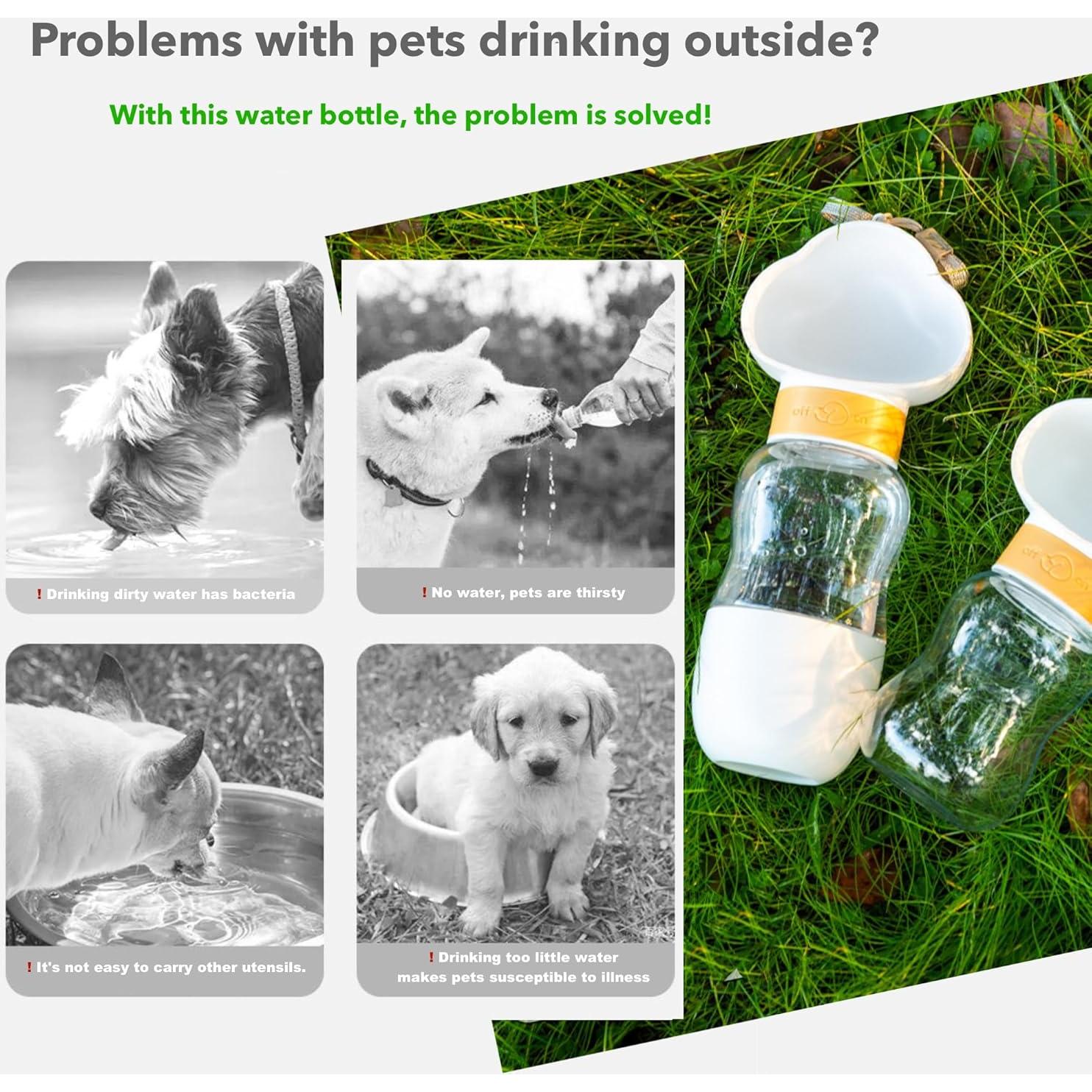 Botella de Agua y Comida 2 en 1 para Mascotas GCFTIFF 350ml