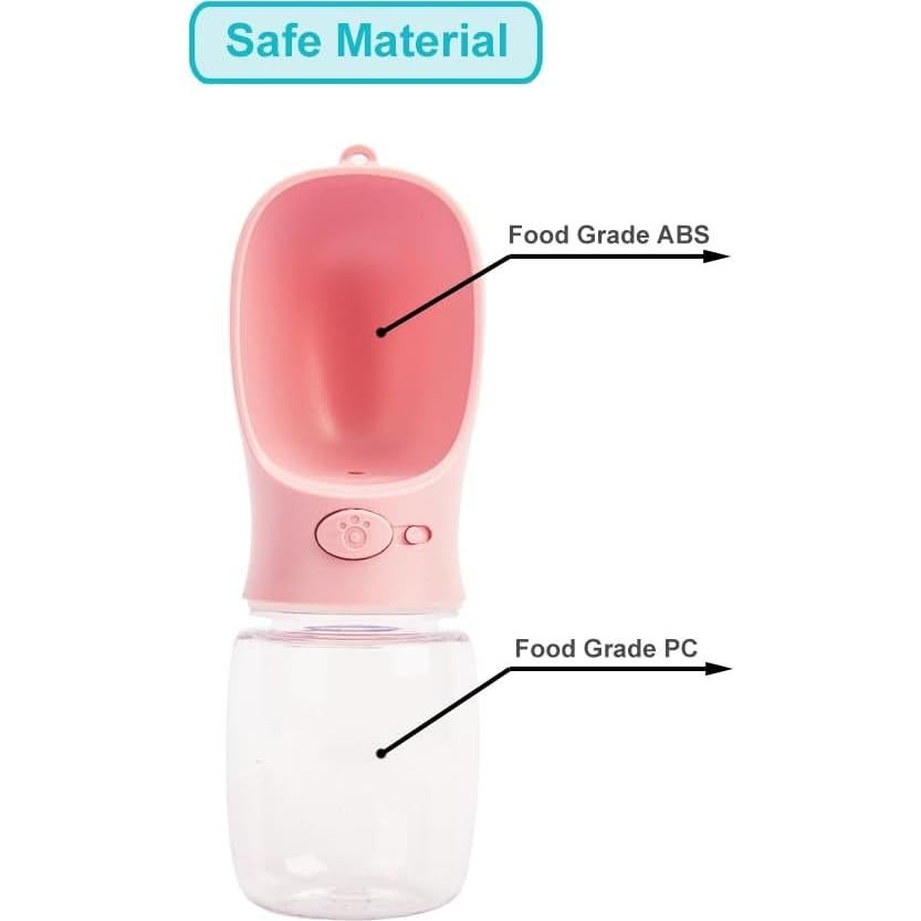 Botella de Agua Portátil para Perros VehiGo 350 ml Rosa