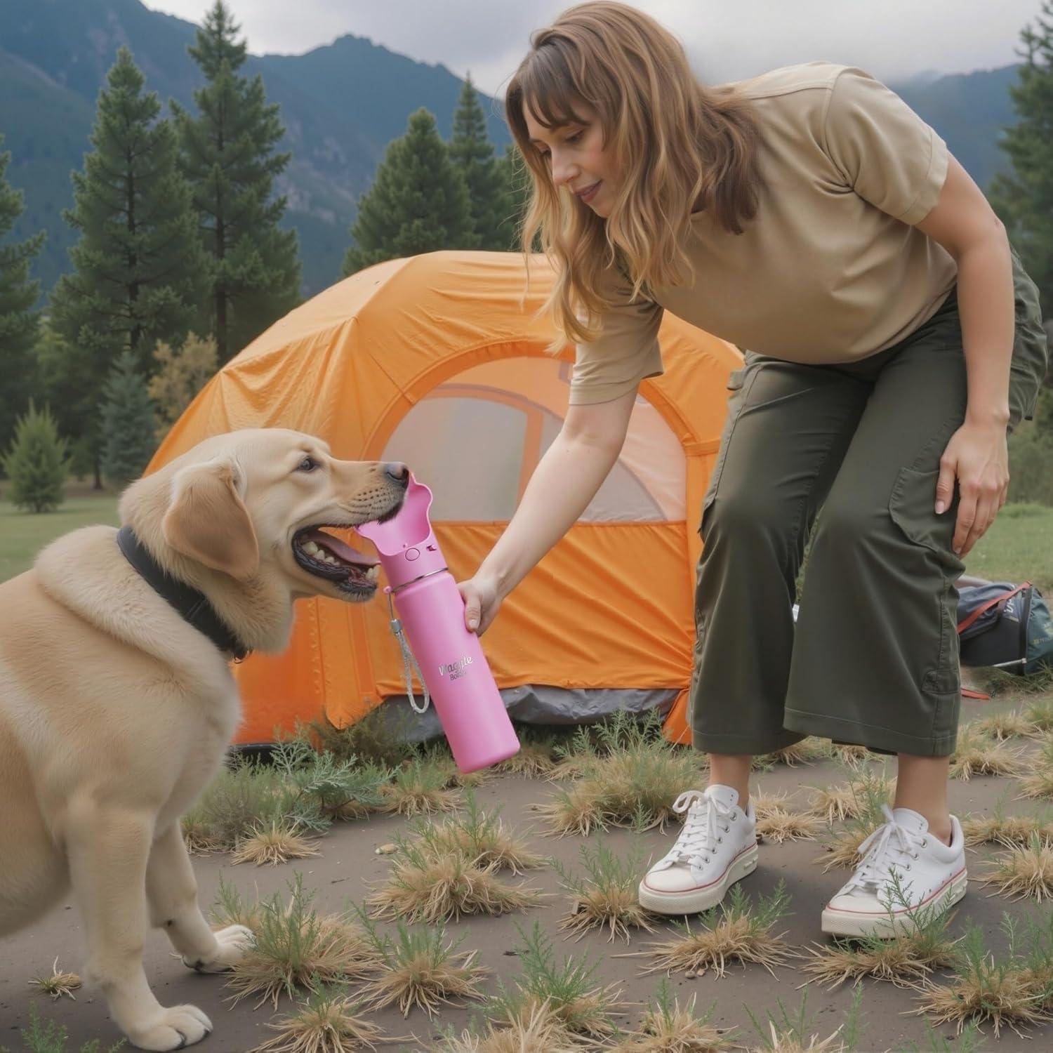 Botella de Agua para Perros Waggle 650ml Rosa Aislada