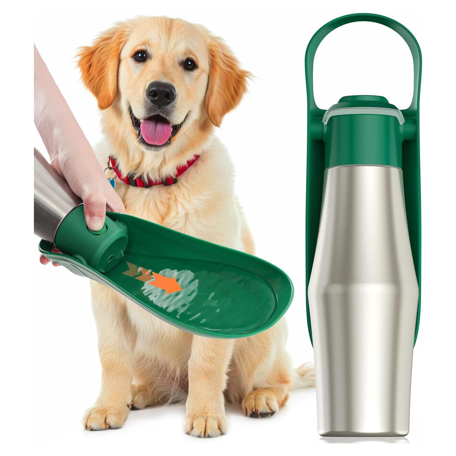 Botella de Agua para Perros PETNF 800 ml Acero Inoxidable Verde