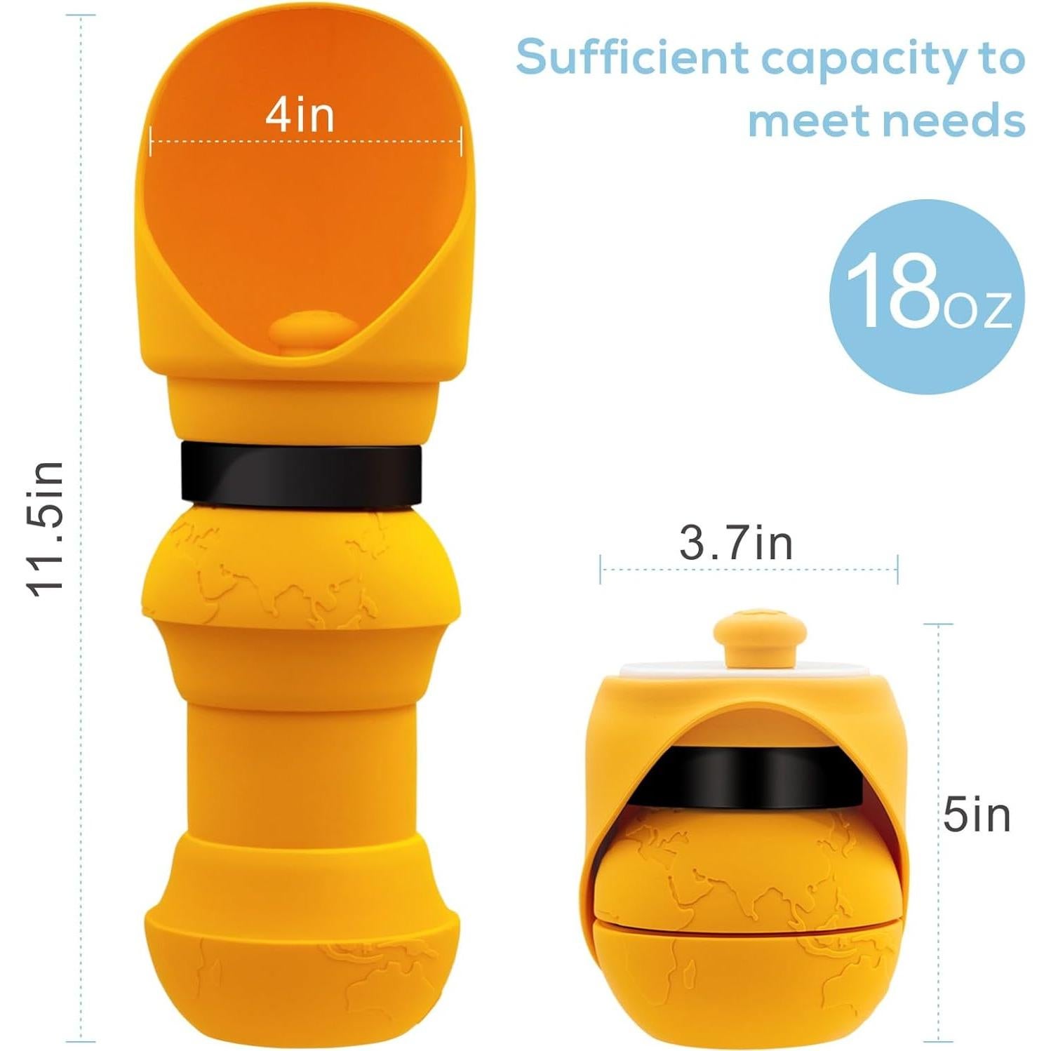 Botella de Agua Plegable para Perros BAOLAI 550ML Naranja