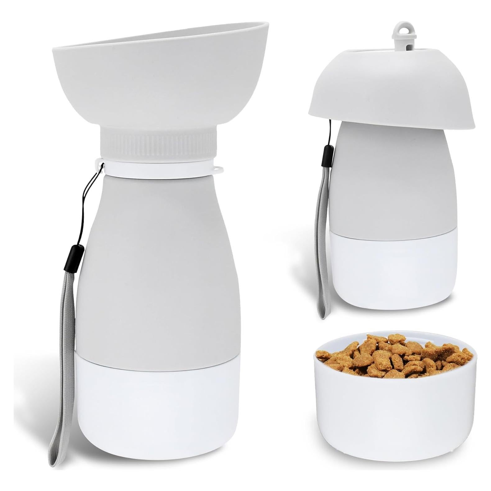 Botella de Agua Portátil PawSailor 591 ml y Tazón 260 ml Gris