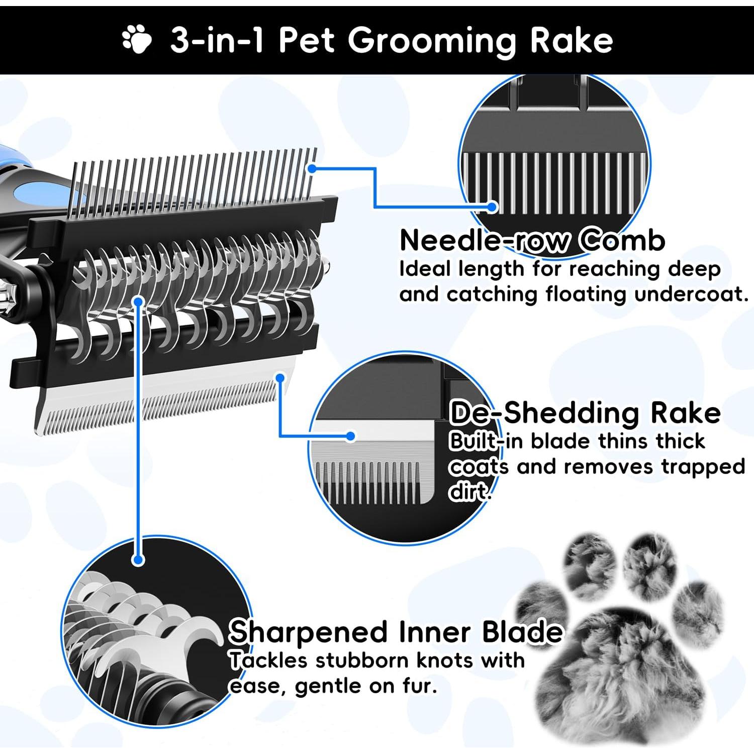 Herramienta de Aseo 3-en-1 AXEFUN para Perros y Gatos