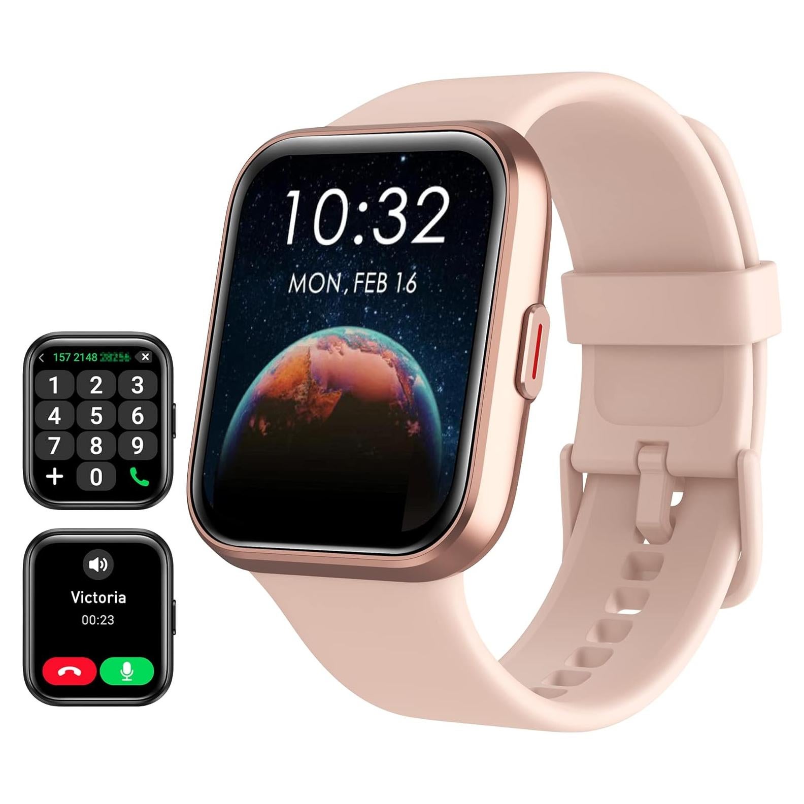 Reloj Inteligente Tensky 1.8" Rosa con Alexa y Fitness