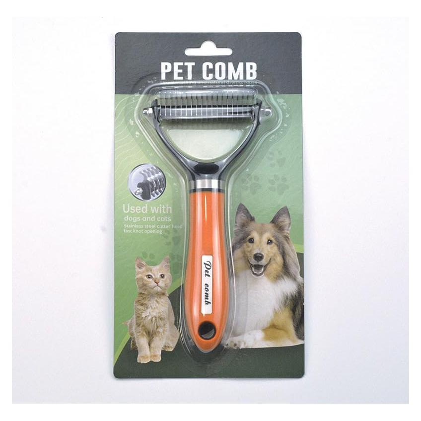 Cepillo Deshedding 2 en 1 KUDCUOM para Perros y Gatos Naranja
