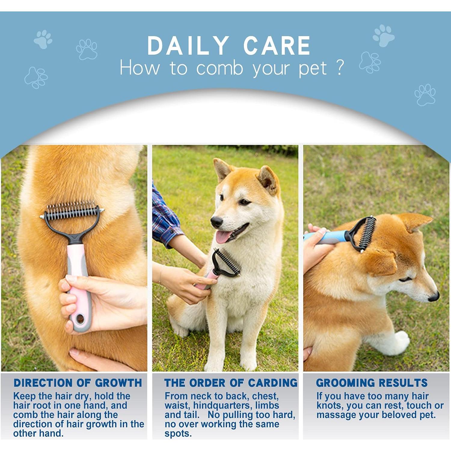 Juego de Aseo para Mascotas KAIFONG - Cepillo Deshedding y Cortador de Uñas