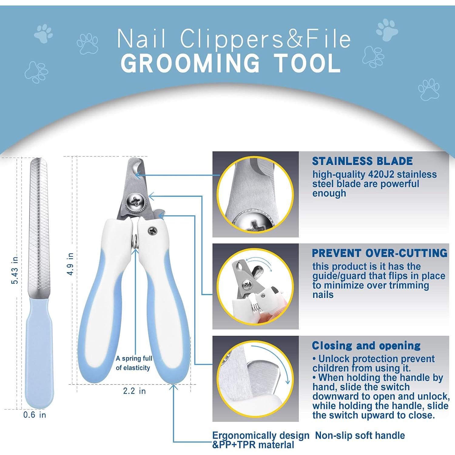 Juego de Aseo para Mascotas KAIFONG - Cepillo Deshedding y Cortador de Uñas