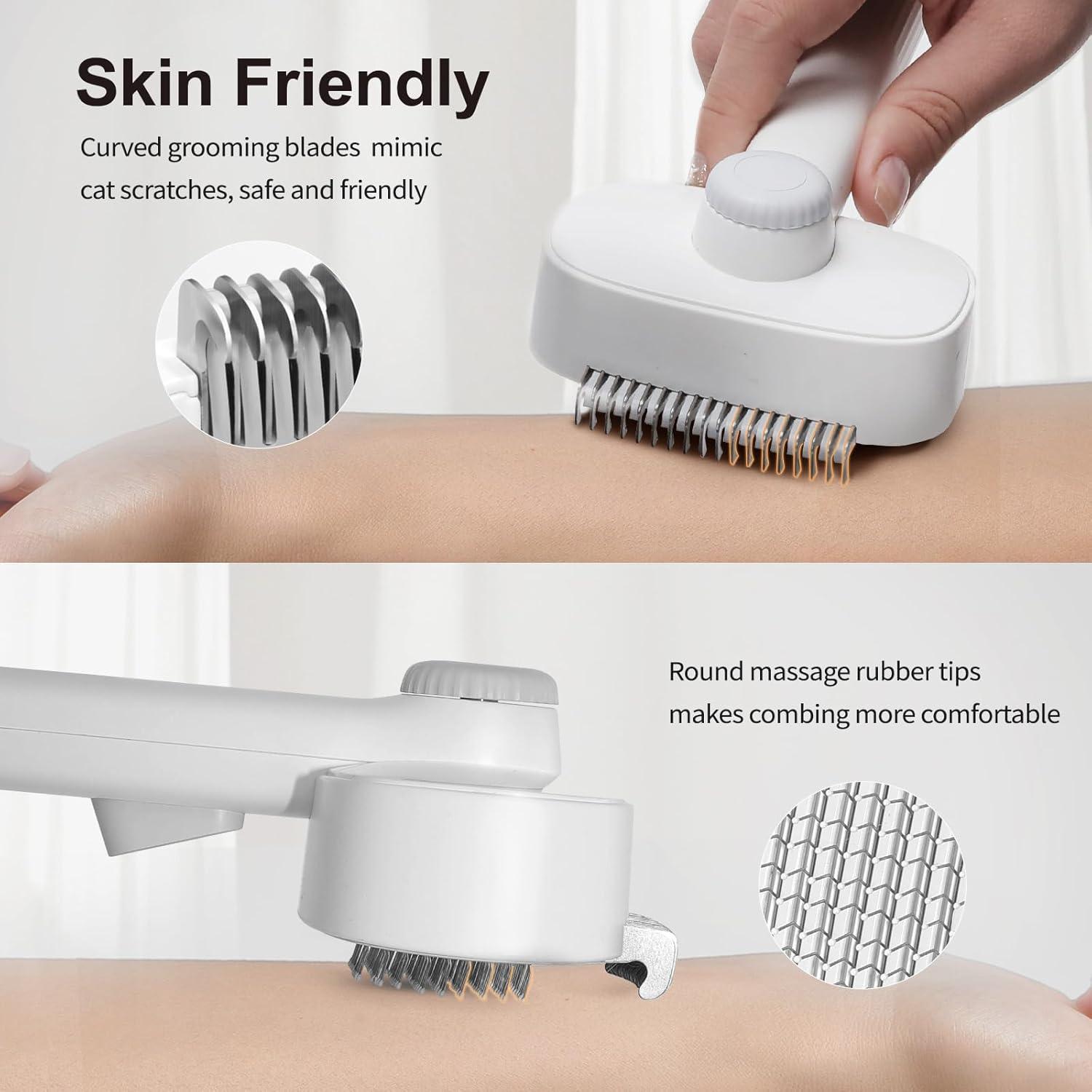 Cepillo Deshedding 2-en-1 MoeSoce para Gatos de Pelo Largo