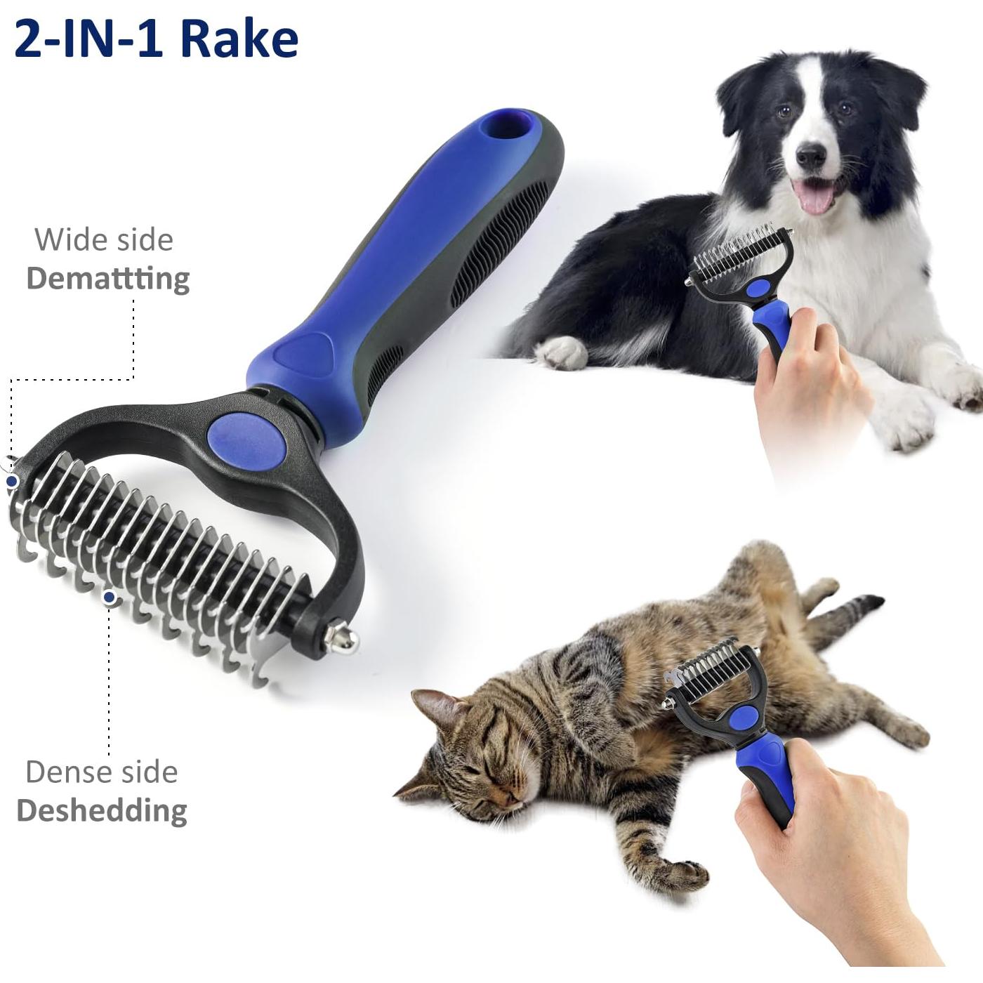 Rastrillo de Aseo WePet para Perros y Gatos Grande Azul