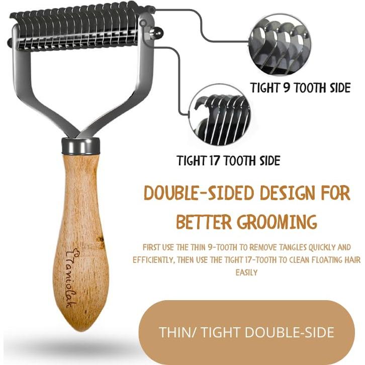 Cepillo Deshedding LTANIOLAK para Perros y Gatos - Rasqueta Doble Cara