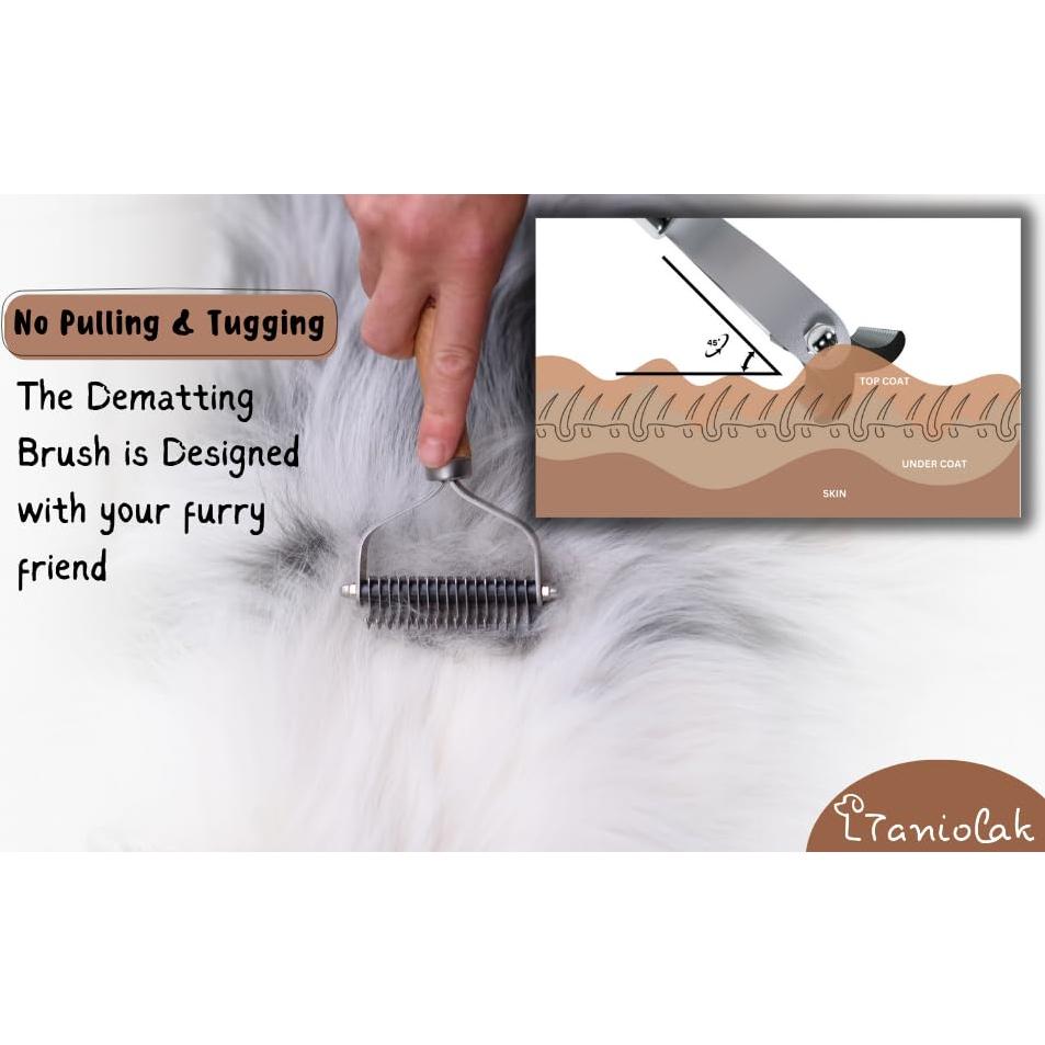 Cepillo Deshedding LTANIOLAK para Perros y Gatos - Rasqueta Doble Cara