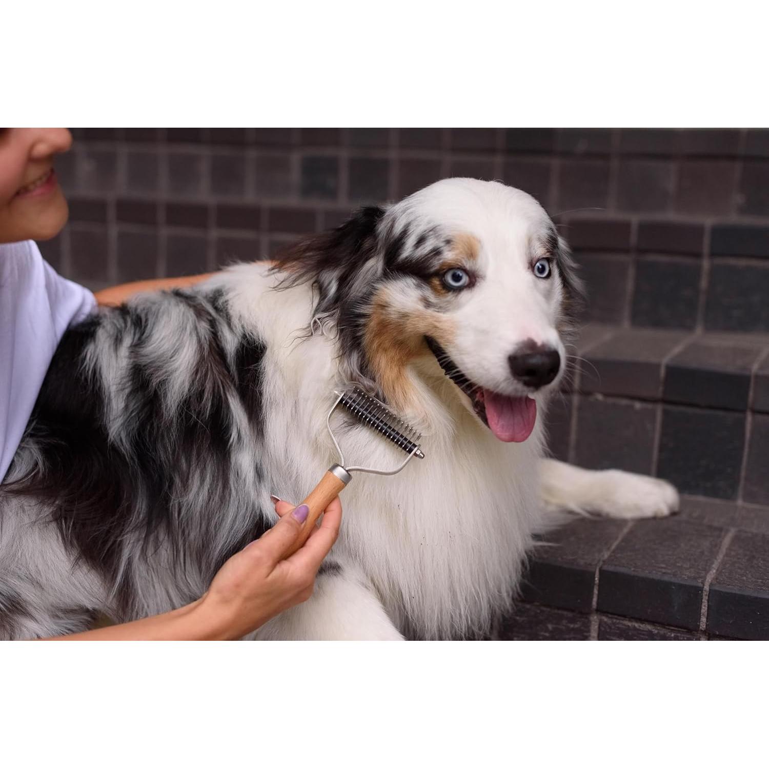 Cepillo Deshedding LTANIOLAK para Perros y Gatos - Rasqueta Doble Cara