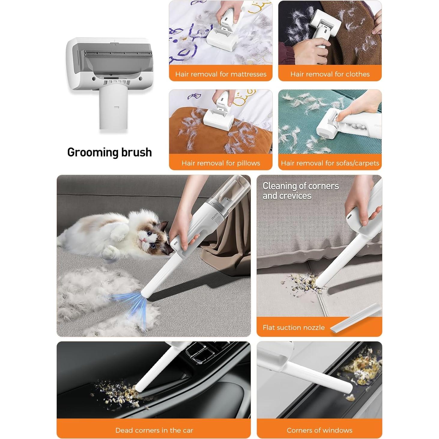 Aspiradora para Mascotas Tutn 2-en-1 con Cepillo Deshedding