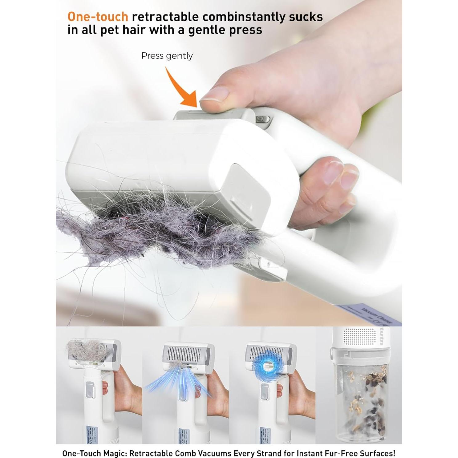 Aspiradora para Mascotas Tutn 2-en-1 con Cepillo Deshedding