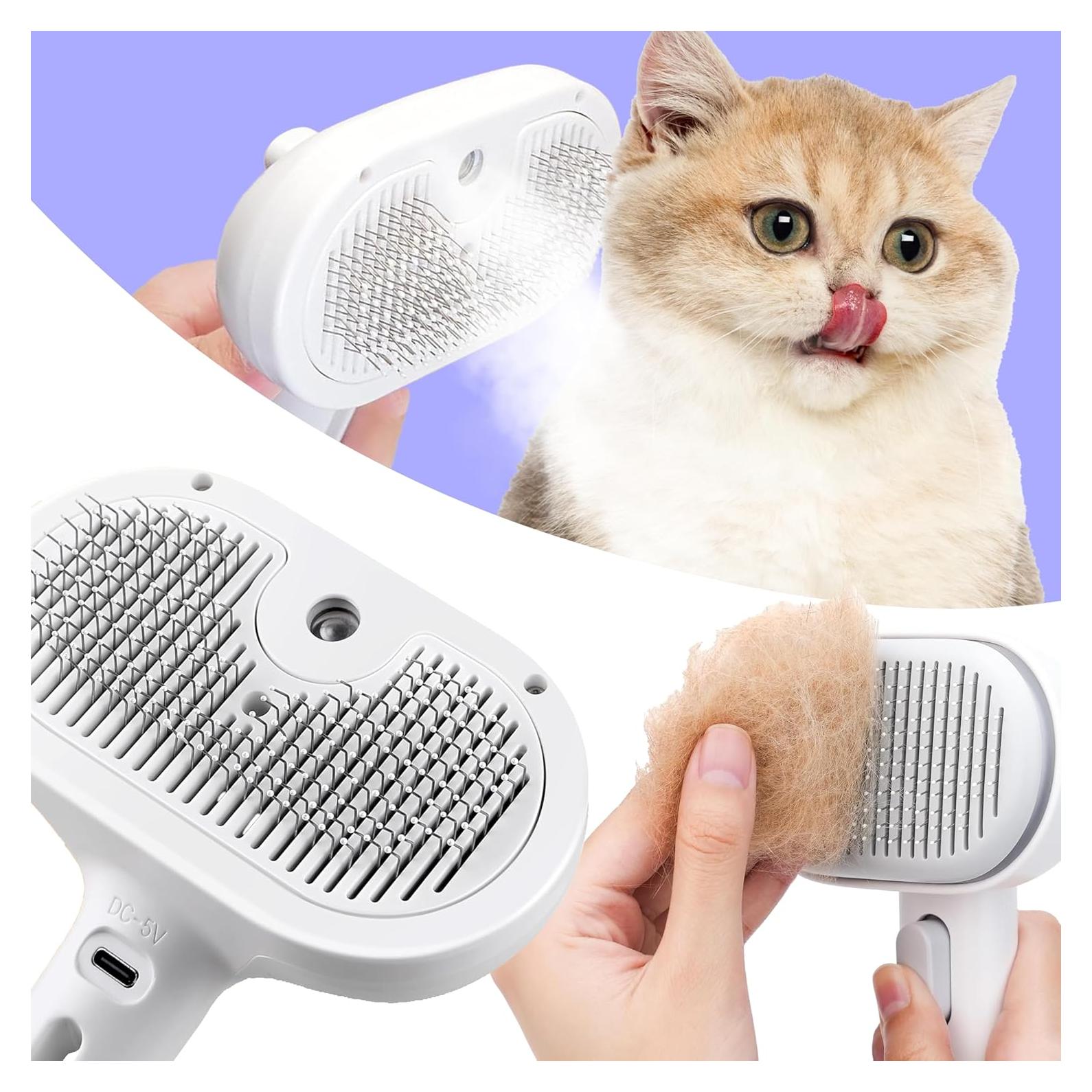 Cepillo de Vapor Recargable FONSUFA 3 en 1 para Gatos y Perros