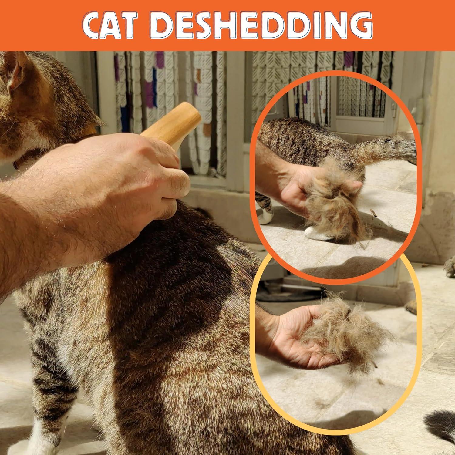 Cepillo Deshedding Jocomb para Perros, Gatos y Caballos - Mango de Madera Ergonomico